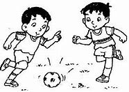 Gambar Anak Bermain Bola Kartun Hitam Putih